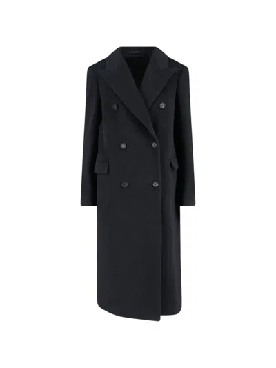 Tagliatore Jole Double-breasted Belted Midi Coat In Black