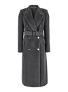 Tagliatore 'jole' Grey Double-breasted Coat With Waist Belt In Grey
