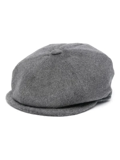 Tagliatore Textured Baker Boy Hat In Grey