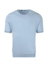 Tagliatore Josh Cotton Knit T Shirt T-shirts Blue In Blue