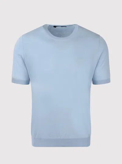 Tagliatore Josh Cotton Knit T Shirt T-shirts Blue