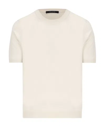 Tagliatore Crew-neck Short-sleeve Sweater In Neutral
