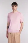 Tagliatore Josh T-shirt In Rose-pink Silk In Rose-pink