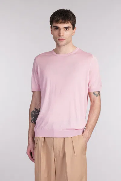 Tagliatore Josh T-shirt In Rose-pink Silk