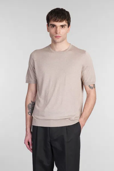 Tagliatore Josh T-shirt In Taupe Silk