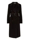 Tagliatore Waist Belted Lapel Buttoned Jacket In Black