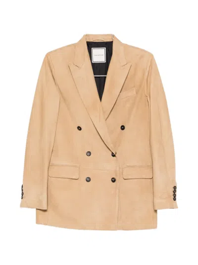 Tagliatore Josie Double-breasted Peaked-lapel Jacket In Brown