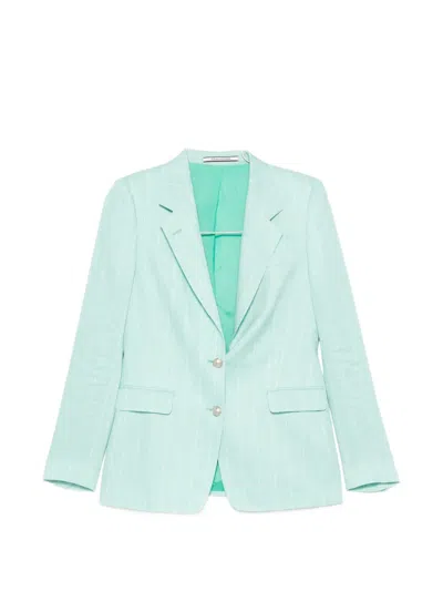Tagliatore J-parigi12b Pinstripe-pattern Long-sleeve Blazer In Green