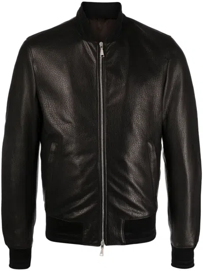 Tagliatore Justin Leather Biker Jacket In Black