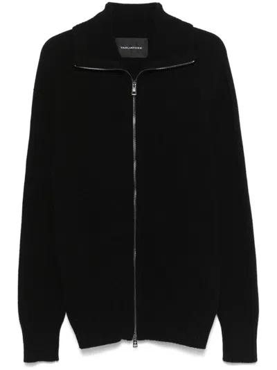 Tagliatore High-collar Black Cardigan With Zip Closure