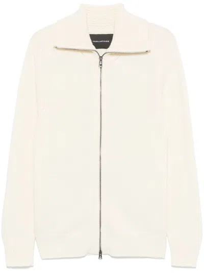Tagliatore Soft Wool Blend High Collar Zip Cardigan In Gray