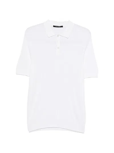Tagliatore Kart Ribbed Polo Shirt In White
