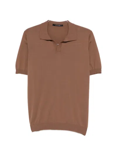 Tagliatore Keith Collared T-shirt In Brown