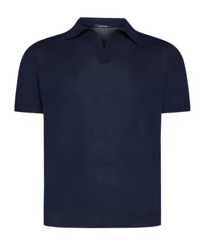 Tagliatore Keith Knitted Polo Shirt In Black