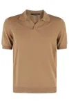 Tagliatore Basic Short-sleeved Cotton Polo Shirt In Brown