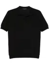 Tagliatore Keith Split Neck Polo Shirt In Black
