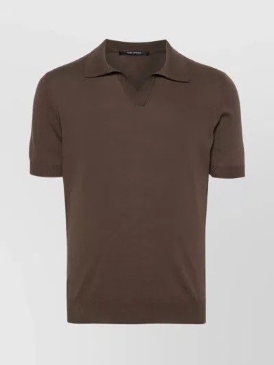 Tagliatore Keith Polo Shirt Button Placket In Brown