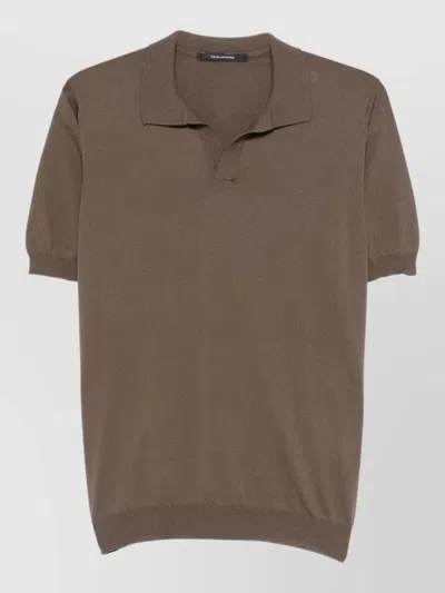 Tagliatore Keith Polo Shirt Short Sleeve Collar In Brown