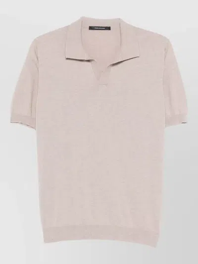Tagliatore Short Sleeve Polo With Collar Without Buttons In Neutral