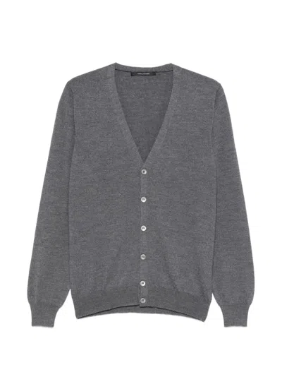 Tagliatore Kieran Button V-neck Cardigan In Gray