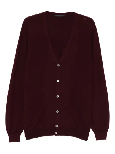 Tagliatore Kieran Buttoned Cardigan In Burgundy