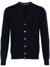 Tagliatore Classic V-neck Wool Cardigan In Blau