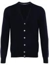 Tagliatore Classic V-neck Wool Cardigan In Blue