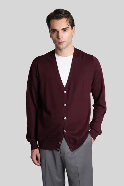 Tagliatore Kieran Cardigan In Bordeaux Wool In Multi