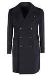 Tagliatore Knee-length Double-breasted Coat In Wool-cashmere Blend In Black