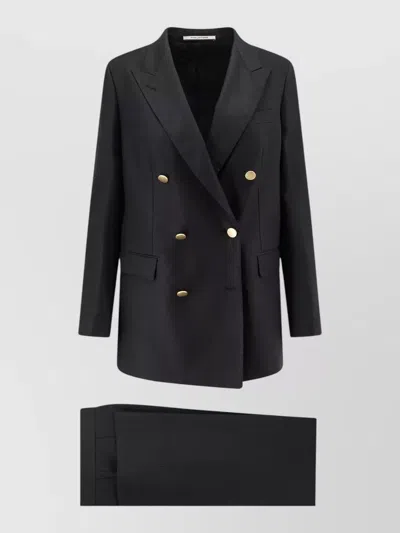 Tagliatore Knee Length Double Breasted Tailored Jacket In Black