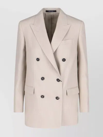 Tagliatore Knee Length Suit Back Vent In Beige