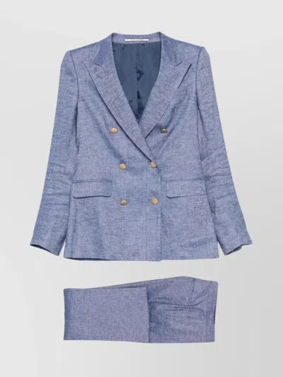 Tagliatore Knee Length Suit Button Detailing In Blue