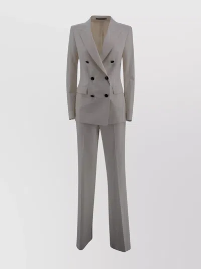 Tagliatore Knee Length Suit Striped Pattern In White