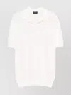 Tagliatore Silk White Polo T-shirt With Ribbed Texture In Pink