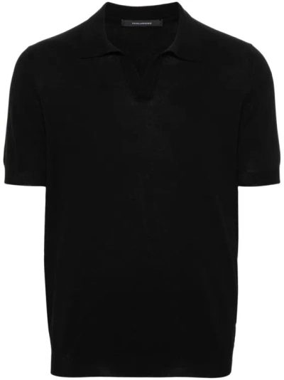Tagliatore Knit Polo In Black