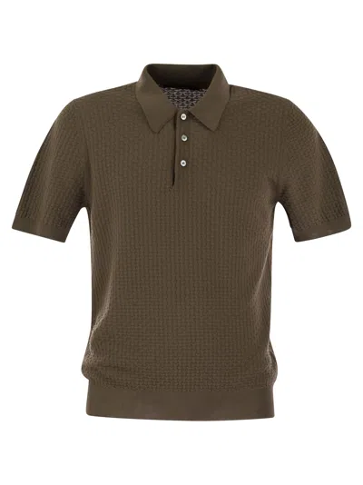 Tagliatore Knitted Cotton Polo Shirt In Brown