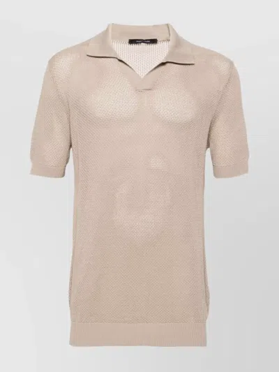 Tagliatore Knitted Cotton Polo Shirt In Metallic