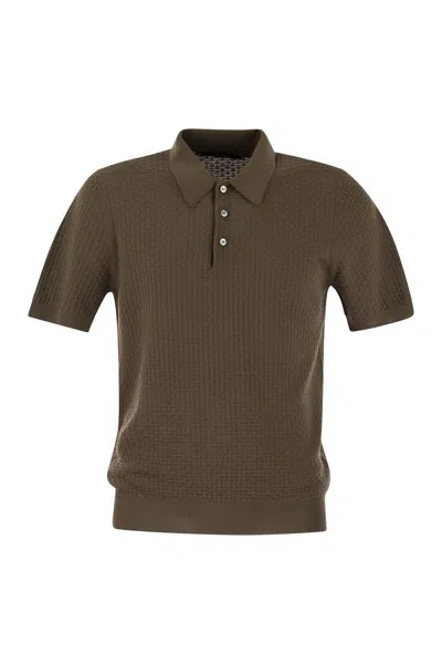 Tagliatore Knitted Cotton Polo Shirt In Brown
