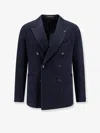 Tagliatore Blazer Doppiopetto In Lino Fiammato In Blue