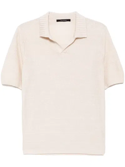 Tagliatore Linen Polo Shirt In Nude