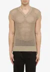 Tagliatore Knitted Sleeveless T-shirt In Beige