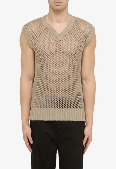 Tagliatore Knitted Sleeveless T-shirt In Beige