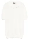 Tagliatore Silk White Polo T-shirt With Ribbed Texture In White