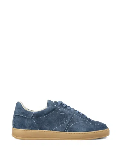 Tagliatore Lace-up Suede Sneakers In Blue