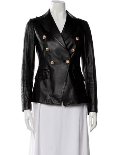 Pre-owned Tagliatore Lamb Leather Biker Jacket In Black