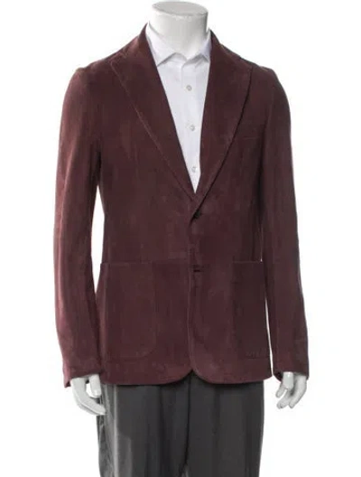 Pre-owned Tagliatore Lamb Leather Moto Jacket In Purple