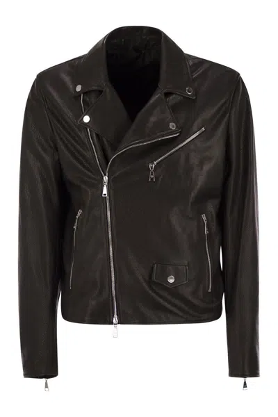 Tagliatore Lambskin Biker Jacket In Black