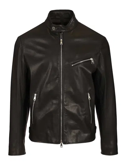 Tagliatore Lambskin Biker Jacket Jackets Black