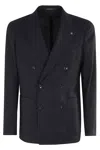 Tagliatore Double-breasted Cashmere Blazer In Blue