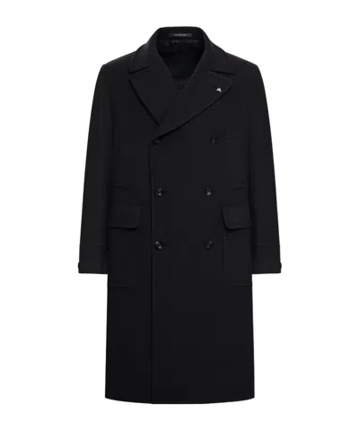 Tagliatore Double-breasted Wool Coat In Black